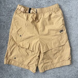 Nike Shorts Mens Small Beige Khaki Tech Pack Casual Elastic Waist Belted Flat